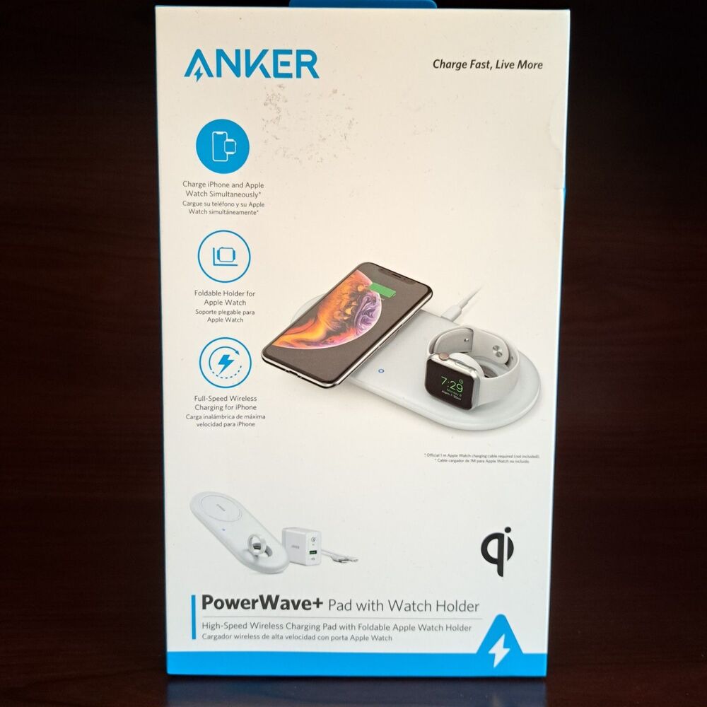 NEW Anker PowerWave+ Charging Mat with Watch Holder - White Sealed